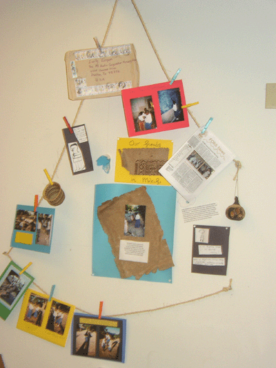 The display from All Austin Co-operative Nursery School about their exchange with Makifu students.